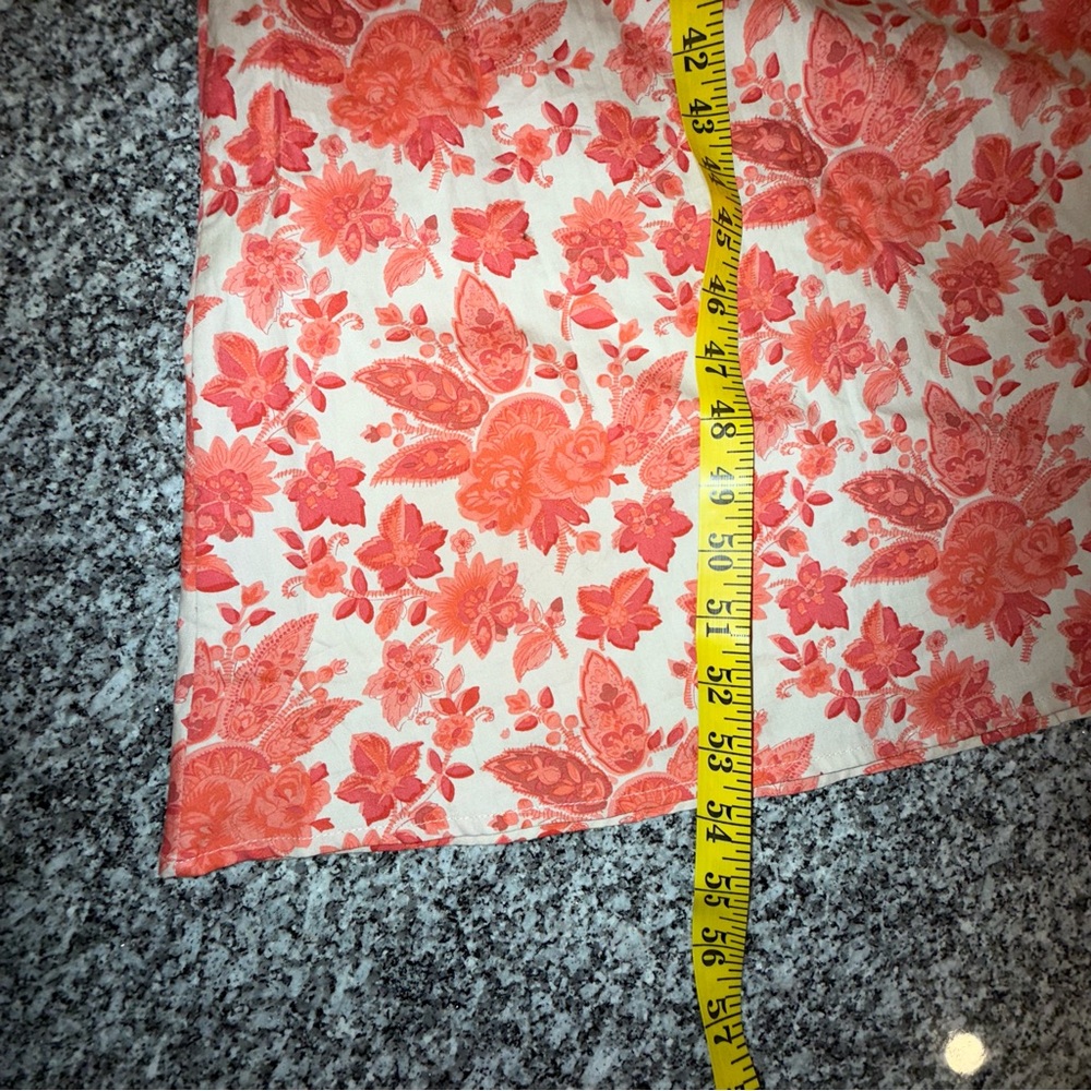 Sezane Teva Floral One-Shoulder Dress 44 US 12 France Coral Cream Maxi Vacation - Picture 10 of 16